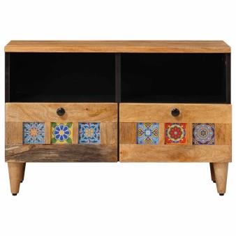 Tv szekrény fiókkal természetes 70 x 33 x 46 cm tömör mangófát