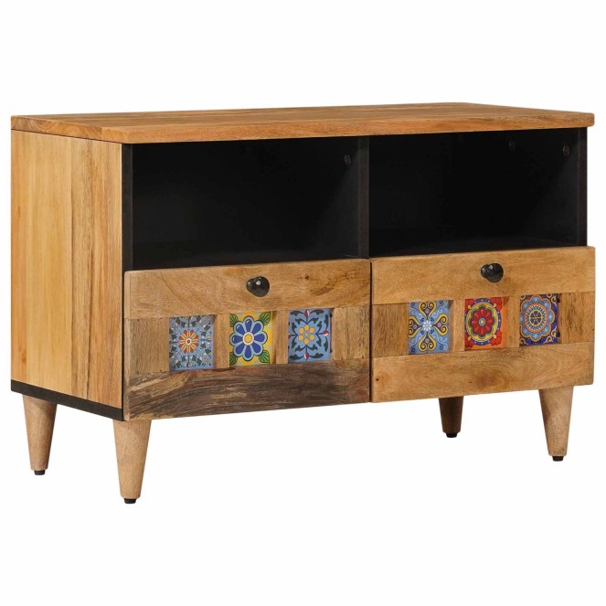 Tv szekrény fiókkal természetes 70 x 33 x 46 cm tömör mangófát