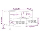 Tv szekrény fiókkal természetes 70 x 33 x 46 cm tömör mangófát