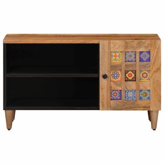 Tv szekrény ajtóval természetes 80 x 33 x 46 cm tömör mangófát