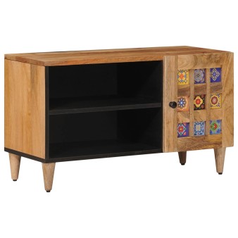 Tv szekrény ajtóval természetes 80 x 33 x 46 cm tömör mangófát