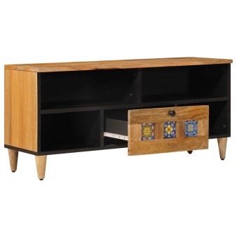 Tv szekrény fiókkal természetes 100 x 33 x 46 cm tömör mangófát
