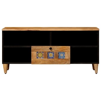 Tv szekrény fiókkal természetes 100 x 33 x 46 cm tömör mangófát