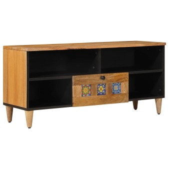 Tv szekrény fiókkal természetes 100 x 33 x 46 cm tömör mangófát