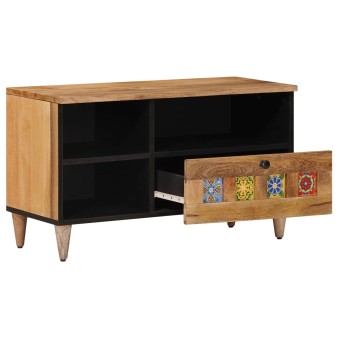 Tv szekrény fiókkal természetes 80 x 33 x 46 cm tömör mangófát