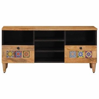 Tv szekrény fiókkal természetes 100 x 33 x 46 cm tömör mangófát