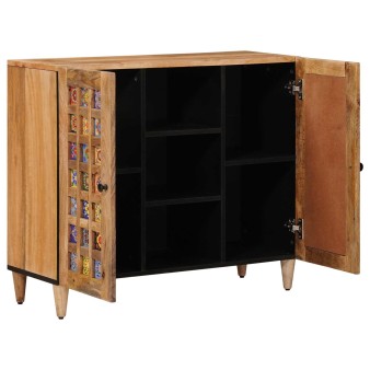 Széf polcokkal természetes 90 x 33 x 75 cm tömör mangófát