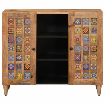 Széf polcokkal természetes 90 x 33 x 75 cm tömör mangófát