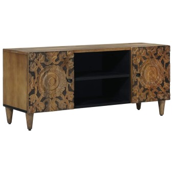 Tv szekrény tárolóval barna 105 x 33,5 x 46 cm tömör mangófát