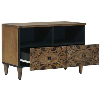 Tv szekrény tárolóval barna 70 x 33,5 x 46 cm tömör mangófát