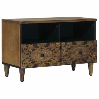 Tv szekrény tárolóval barna 70 x 33,5 x 46 cm tömör mangófát