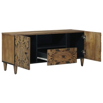 Tv szekrény fiókkal barna 105 x 33,5 x 46 cm tömör mangófát