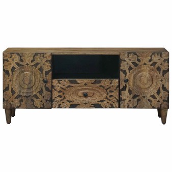 Tv szekrény fiókkal barna 105 x 33,5 x 46 cm tömör mangófát
