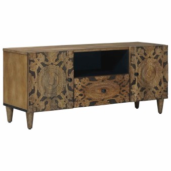 Tv szekrény fiókkal barna 105 x 33,5 x 46 cm tömör mangófát