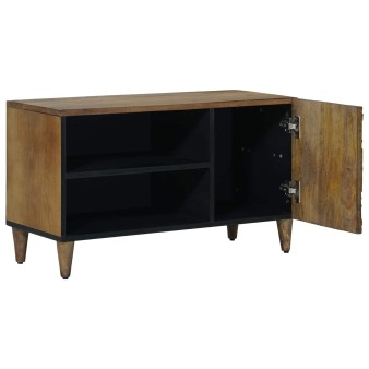 Tv szekrény polcokkal barna 80 x 31,5 x 46 cm tömör mangófát
