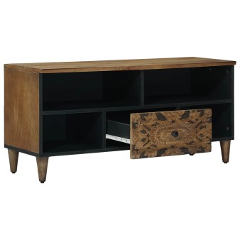 Tv szekrény fiókkal barna 100 x 33,5 x 46 cm tömör mangófát
