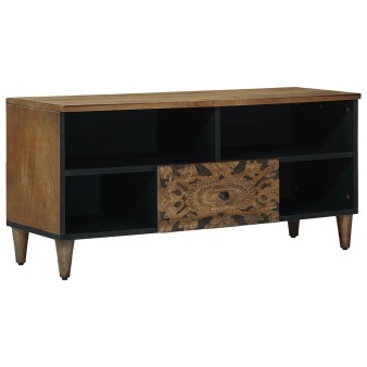 Tv szekrény fiókkal barna 100 x 33,5 x 46 cm tömör mangófát