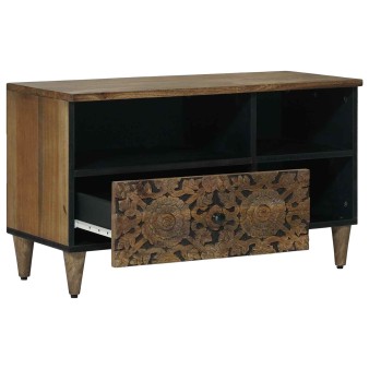 Tv szekrény fiókkal barna 80 x 33,5 x 46 cm tömör mangófát
