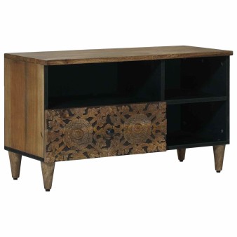 Tv szekrény fiókkal barna 80 x 33,5 x 46 cm tömör mangófát
