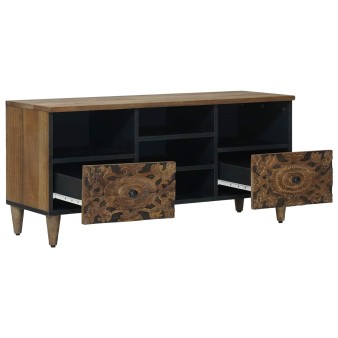 Tv szekrény fiókkal barna 100 x 33,5 x 46 cm tömör mangófát