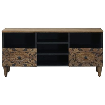 Tv szekrény fiókkal barna 100 x 33,5 x 46 cm tömör mangófát