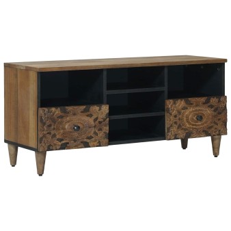 Tv szekrény fiókkal barna 100 x 33,5 x 46 cm tömör mangófát