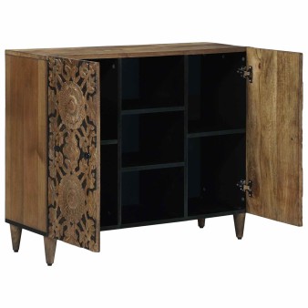 Széf polcokkal tárolóval barna 90 x 33,5 x 75 cm tömör mangófát