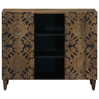 Széf polcokkal tárolóval barna 90 x 33,5 x 75 cm tömör mangófát