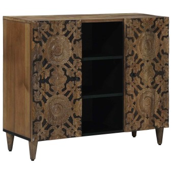 Széf polcokkal tárolóval barna 90 x 33,5 x 75 cm tömör mangófát