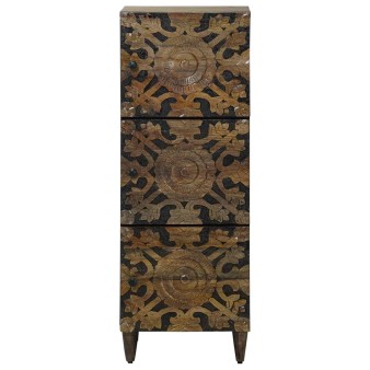 Magas tálca polcokkal barna 40 x 33,5 x 110 cm tömör mangófát