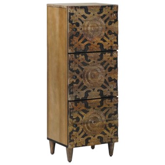 Magas tálca polcokkal barna 40 x 33,5 x 110 cm tömör mangófát