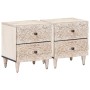 Éjjeliszekrény 2 pcs fehér 40 x 33,5 x 46 cm tömör mangófát