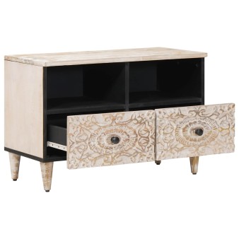Tv szekrény tárolóval fehér 70 x 33,5 x 46 cm tömör mangófát