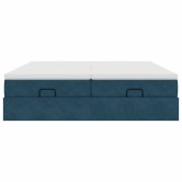 Ottomán ágykeret matracokkal sötétkék 200x200cm bársony