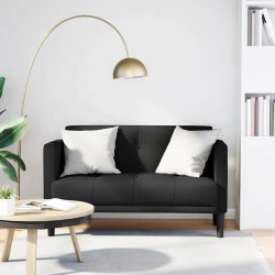 Fekete szövet loveseat kanapé 111 cm