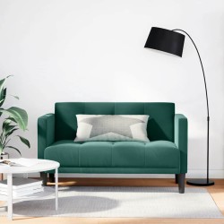 Sötétzöld bársony loveseat kanapé 111 cm