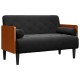 Fekete bársony loveseat kanapé párnákkal 110 cm Fekete bársony loveseat kanapé párnákkal 110 cm