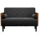 Fekete bársony loveseat kanapé párnákkal 110 cm Fekete bársony loveseat kanapé párnákkal 110 cm