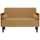 Barna bársony loveseat kanapé párnákkal 110 cm Barna bársony loveseat kanapé párnákkal 110 cm
