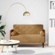 Barna bársony loveseat kanapé párnákkal 110 cm Barna bársony loveseat kanapé párnákkal 110 cm