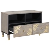 Tv szekrény fiókkal szürke 70 x 33 x 46 cm tömör mangófát