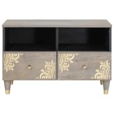 Tv szekrény fiókkal szürke 70 x 33 x 46 cm tömör mangófát