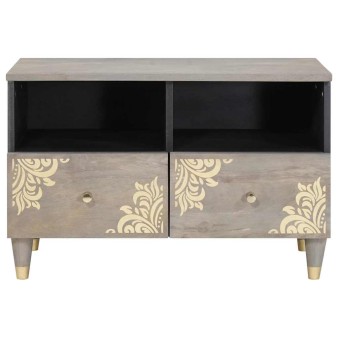Tv szekrény fiókkal szürke 70 x 33 x 46 cm tömör mangófát