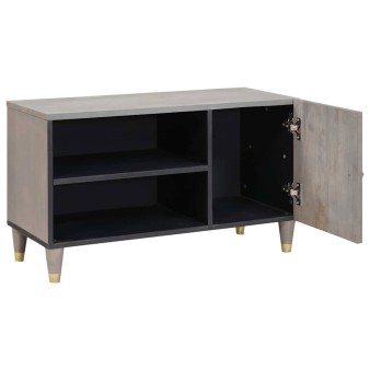 Tv szekrény polcokkal szürke 80 x 33 x 46 cm tömör mangófát