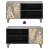Tv szekrény polcokkal szürke 80 x 33 x 46 cm tömör mangófát