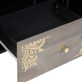 Tv szekrény fiókkal szürke 100 x 33 x 46 cm tömör mangófát