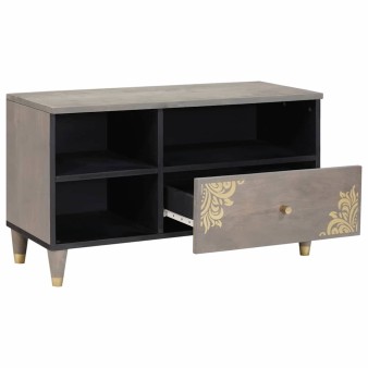 Tv szekrény fiókkal szürke 80 x 33 x 46 cm tömör mangófát