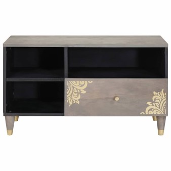 Tv szekrény fiókkal szürke 80 x 33 x 46 cm tömör mangófát