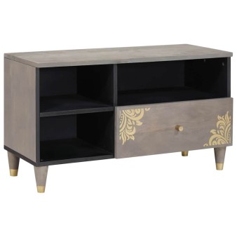 Tv szekrény fiókkal szürke 80 x 33 x 46 cm tömör mangófát