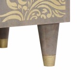 Széf polcokkal szürke és arany 60 x 33 x 75 cm tömör mangófát Széf polcokkal szürke és arany 60 x 33 x 75 cm tömör mangófát
